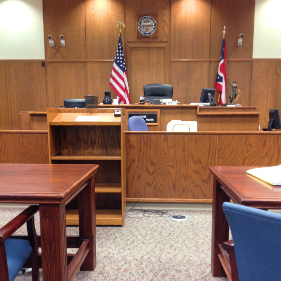 Judicial courtroom setting illustrating trial advocacy provided by a criminal defence lawyer ann arbor